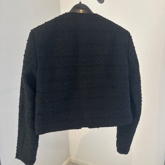 Abercrombie Tweed Crop Jacket XS – Black w/ Gold Button Detail - Picture 2 of 5